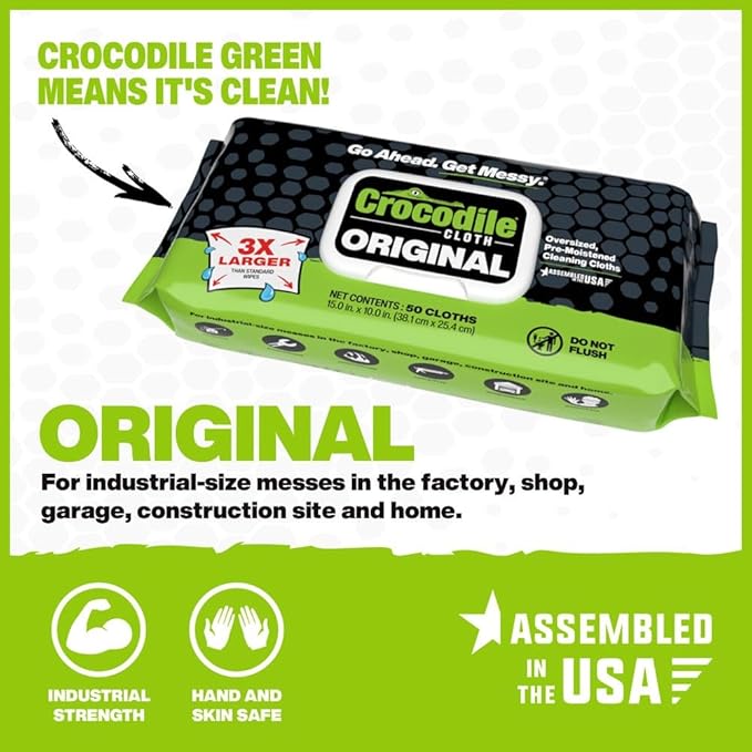 Crocodile Cloth Original Cleaning Wipes – 50 Hand & Tool Industrial Cleaning - Image 2