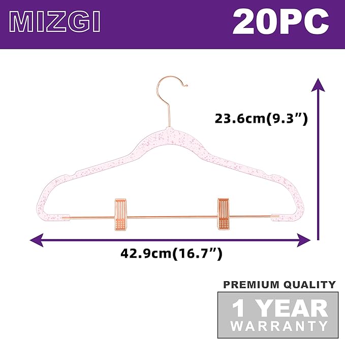 MIZGI Slim Rose Gold Glitter Pants & Skirt Hangers - Image 4
