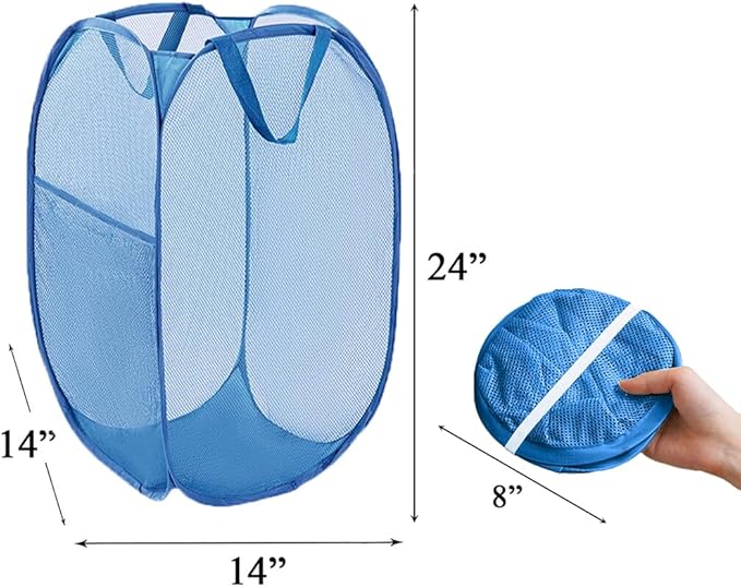 Mesh Pop Up Laundry Hamper, Collapsible Laundry Baskets, Foldable Dirty Clothes - Image 2