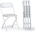 4 PACK White Foldable Plastic Chair | Folding & Stackable | 350 lbs Capacity Steel Frame Seats for Indoor Outdoor | Commercial Use Events Wedding Party Events Bulk Picnic Kitchen Dining by OurModernSpace