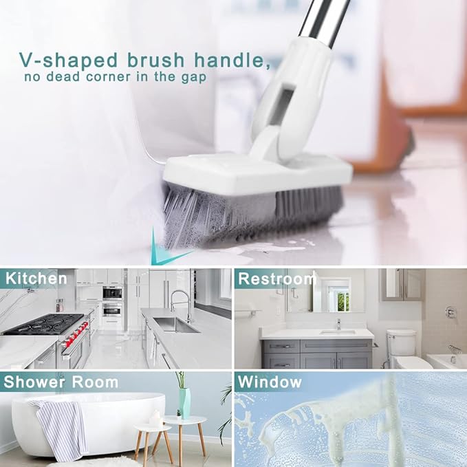 Affogato Floor Scrub Brush Bathroom Long Handle Bathtub Push Broom Shower Tile - Image 7