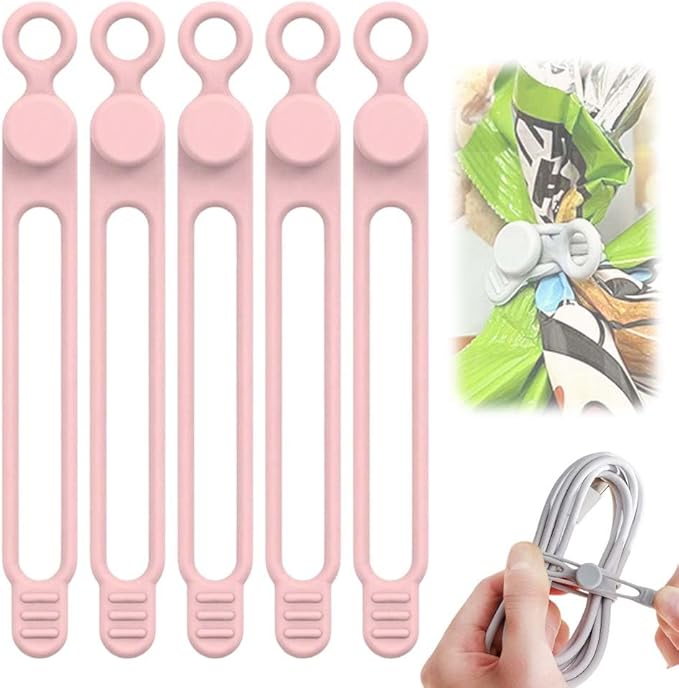 Silicone Cable Organizer Management, Reusable Cable Ties, Cord Holder Charger by MucpadKitchenGadgets