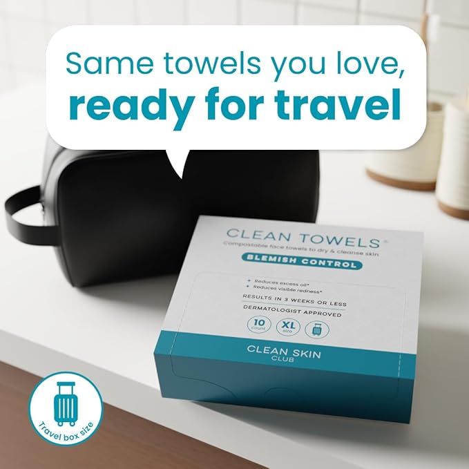 Clean Skin Club Blemish Control Clean Towels® XL, Travel Pack, Face Towels - Image 3