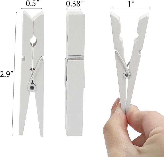 50Pcs White Wooden Clothespins, 2.9 inch Clothes Pins - Image 5