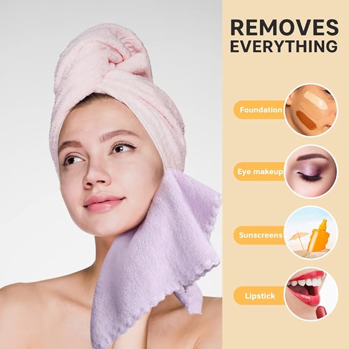 SUNLAND Microfiber Face Cloth Reusable Makeup Remover Facial Cleansing Towel - Image 2