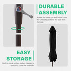 JEAREY 7.5FT Patio Umbrella Market Table Umbrella with 6 Sturdy Ribs, Push Button Tilt/Crank Outdoor Umbrella for Garden, Deck, Backyard, Pool, Black - Image 7