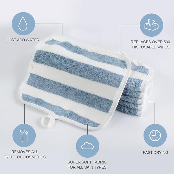 SINLAND Microfiber Facial Cloths Fast Drying Washcloth 8inch x 8inch Absorbent - Image 4