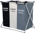 Nicesail 3 Section Laundry Basket Printed Dark Light Color, Foldable by Nicesail