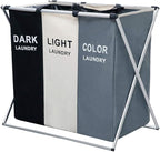 Nicesail 3 Section Laundry Basket Printed Dark Light Color, Foldable by Nicesail