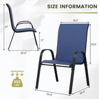 UDPATIO Patio Chairs Set of 4, Stackable Outdoor Dining Chairs with High Back, Breathable Textilene Fabric Outdoor Chair All Weather, 350LBS Capacity for Garden/Backyard (Blue) - Image 3