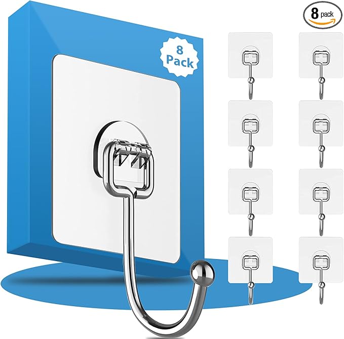 Adhesive Hooks Heavy Duty 44lb, Rustproof Adhesive Hooks by Poprkdre
