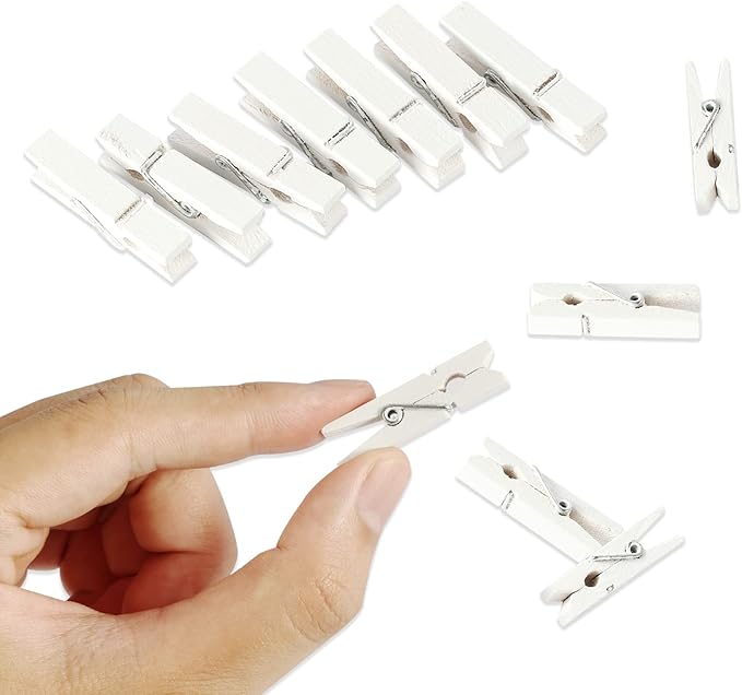 Mini Photo Clips, 1.4 Inch Small Wooden Clothespins - Image 3