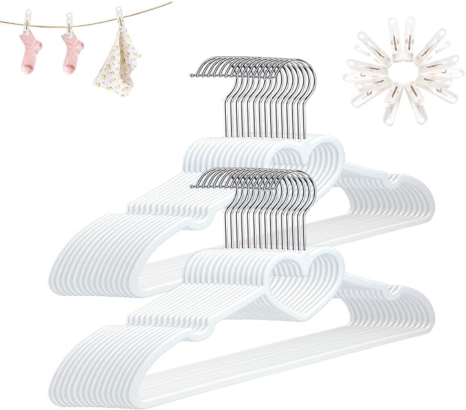 Plastic Hangers 30 Pack, Cute Hangers Ultra Thin Space Saving by ZRKFSR