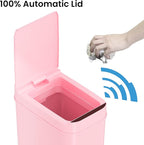 iTouchless 3 Gallon Sensor Pink Bathroom Trash Can, 10 Liter Small Slim - Image 3
