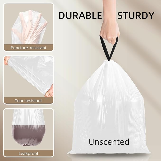 4 Gallon Mini Drawstring Trash Bags, Small Garbage Bags by KSSKSS, Code a fit - Image 5