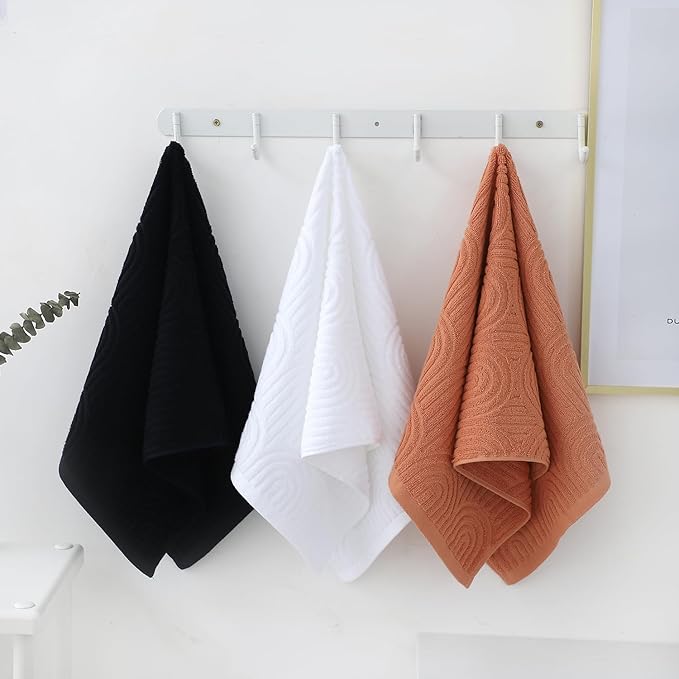 Pidada Hand Towels Set of 4 Striped Pattern 100% Cotton Absorbent Soft - Image 2