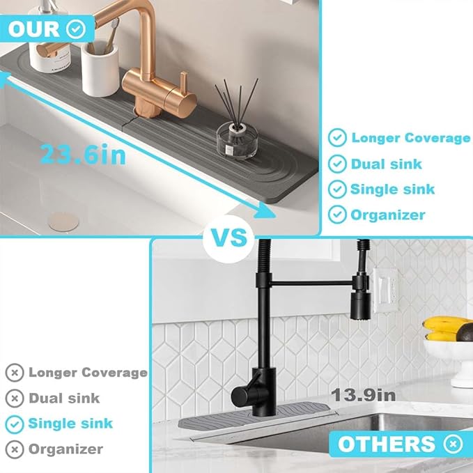 Diatomite kitchen sink splash guard behind faucet - Image 6