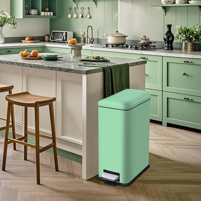 12 Gallon Slim Kitchen Trash Can, Stainless Steel Trash Can - Image 2