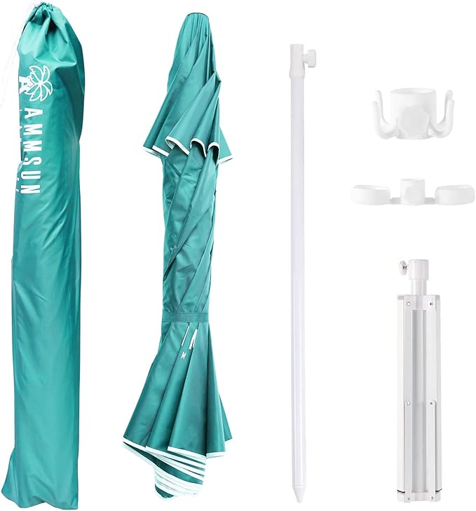 AMMSUN Shade Umbrella, Premium Portable Umbrella with Stand, 6.5ft Lightweight Free Standing Canopy for Sporting Games, Adjustable Instant Sun Protection and Easy to Carry, Turquoise - Image 6