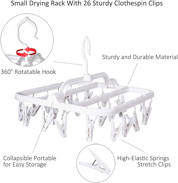 Foldable Clip Hangers with 26 Drying Clips, Underwear Hanger with Clips - Image 5