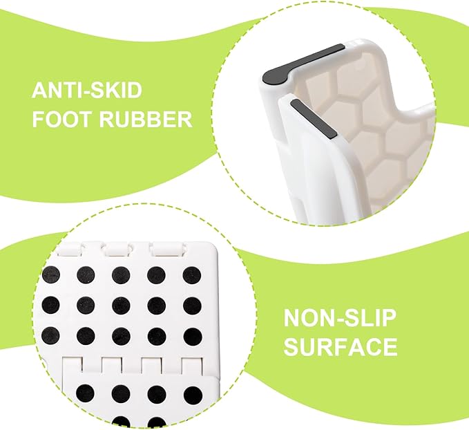 Delxo 9 Inch Folding Step Stool for Kids and Adults,15-Inch Extra Wide Height Large Platform Heavy Duty Stepping Stool More Safe and Comfortable Non Slip Foldable Step Stool White - Image 7