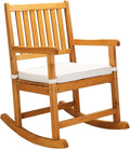 VINGLI Outdoor Rocking Chair, Weatherproof Rocker with Cushion, Wooden Rocking Bench Support 550 LBS for Patio, Yard, Garden, Outdoor or Indoors, Teak by VINGLI