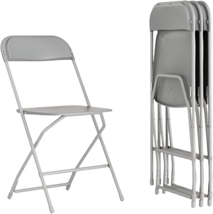 Flash Furniture Hercules Series Plastic Folding Chair - Grey - 4 Pack 650LB Weight Capacity Comfortable Event Chair-Lightweight Folding Chair by FlashFurniture