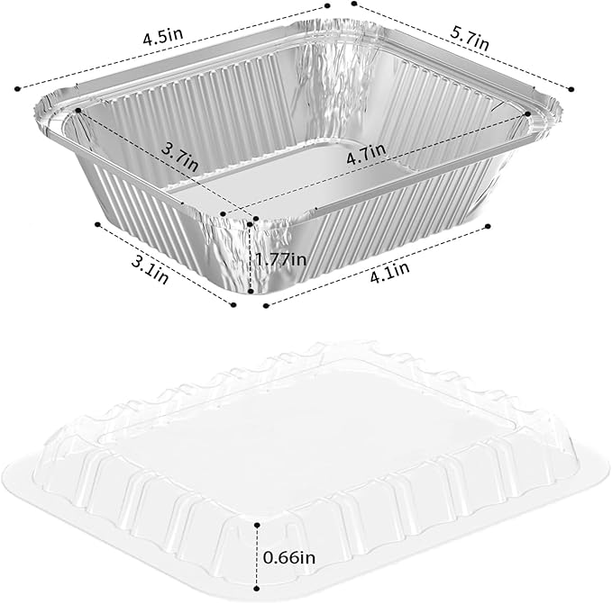 100 Pack 1 lb Rectangular Disposable Aluminum Foil Pan 16 oz Take Out Food - Image 2