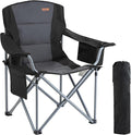 VEVOR Oversized Camping Folding Chair, Portable Heavy Duty Outdoor Quad Lumbar Back Padded with Side Pockets, Cup Holder and Cooler Bag for Beach, Lawn, Picnic, Fishing, Backpacking, Black by VEVOR