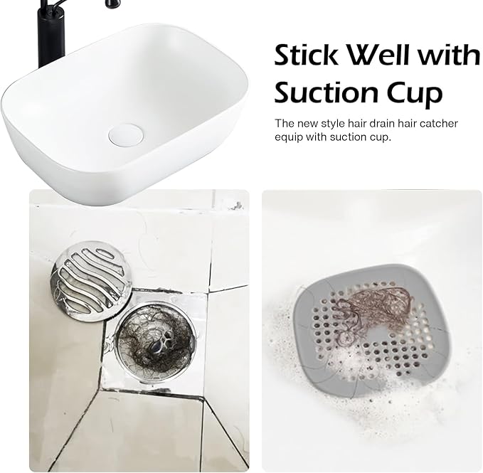 2 Pack Drain Hair Catcher Silicone Bathroom Accessories Square Drain Cover - Image 4