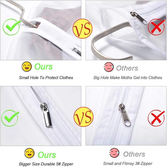 Garment Bags for Hanging Clothes 24'' x 60'' Coat Covers for Closet Foldable - Image 3