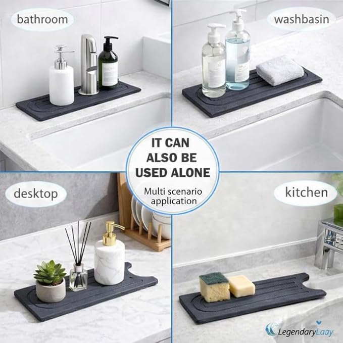 Diatomite Faucet Mat for Kitchen Sink, Fast Dry Stone Sink Splash Guard - Image 6