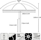 AMMSUN 7ft Patio Umbrella with Fringe Outdoor Tassel Umbrella UPF50+ Wood Color Steel Pole and Steel Ribs Push Button Tilt, Navy Stripe - Image 5