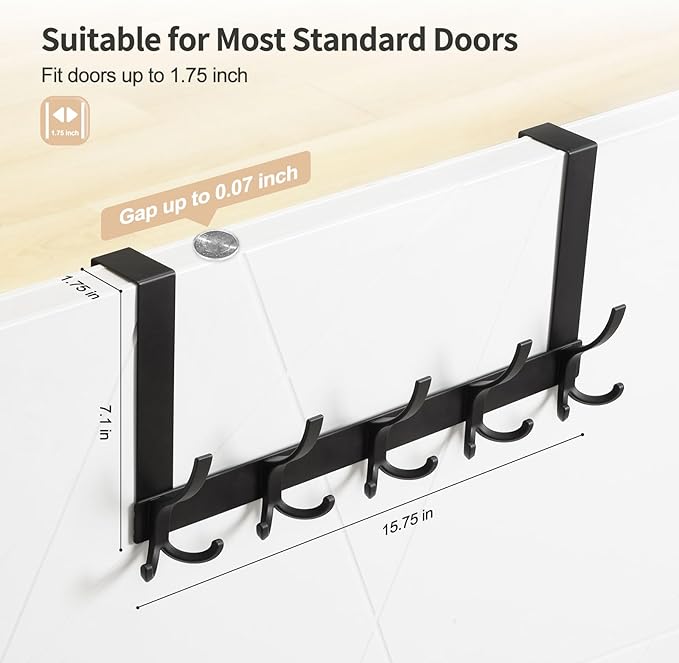 Over The Door Hooks for Hanging, Over The Door Hanger, Over The Door Towel Rack - Image 2