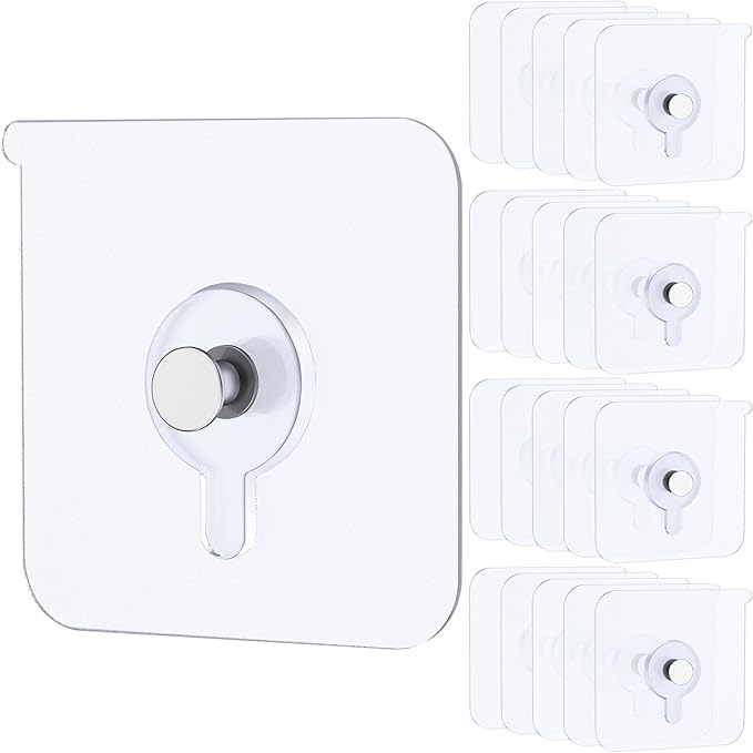 Uniclife 20 Pcs Adhesive Picture Hooks 20 lbs Max 2.2”Load No Drill Screw by UnicLife