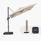 PURPLE LEAF 8'×8' Patio Cantilever Umbrella with Base Included Offset Outdoor Umbrella with cover Square umbrella outdoor patios for Backyard Pool Garden Beige by PURPLELEAF
