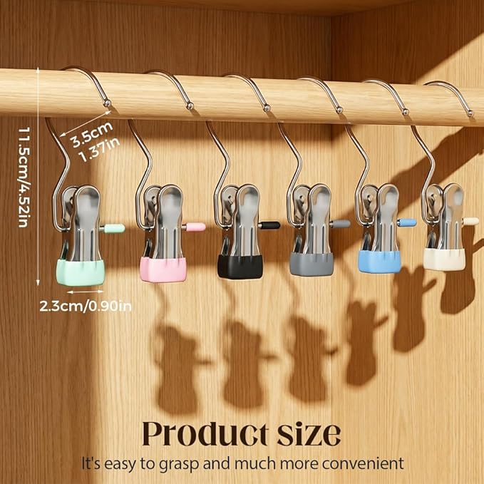 Space-Saving Clothespin Hat Pants Storage Hanging Travel Hook, Stainless Steel - Image 2