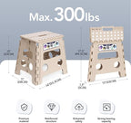 Delxo Office Step Stool, 13 inch Non-Slip Foldable Stools for Adults Up to 300 LBS, Step Stool with Handle, Lightweight for Kitchen, Bathroom, Bedroom, Office, Khaki, 1PC - Image 2