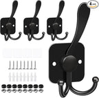 VIS'V Coat Hooks Wall Mount, Metal Self Adhesive 3 Prong Coat Hanger Hooks by VISV