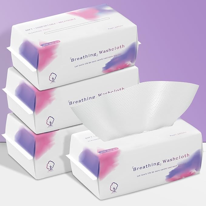 Disposable Face Towel 400 Count, Soft Cotton Face Towels, Dry Wipes Facial by LRCXL
