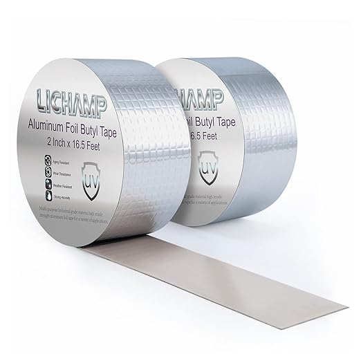 Lichamp Aluminum Butyl Tape, Waterproof Butyl Aluminum Foil Tape 2 inches x by Lichamp