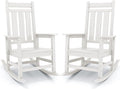 KINGYES Oversized Outdoor Rocking Chair Set of 2, All-Weather Patio Rocking Chairs for Porch, HDPE Outdoor Patio Rockers with High Back & Wide Seat for Garden, Lawn, White by KINGYES