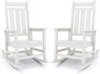 KINGYES Oversized Outdoor Rocking Chair Set of 2, All-Weather Patio Rocking Chairs for Porch, HDPE Outdoor Patio Rockers with High Back & Wide Seat for Garden, Lawn, White by KINGYES