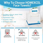 HOMEXCEL Face Towels, Biodegradable Makeup Remover Dry Wipes, Super Soft Clean - Image 7