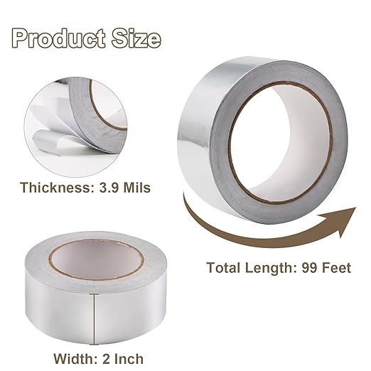 Aluminum Foil Tape 2 Inch x 99Ft Heavy Duty Waterproof High Temperature Sealing - Image 2