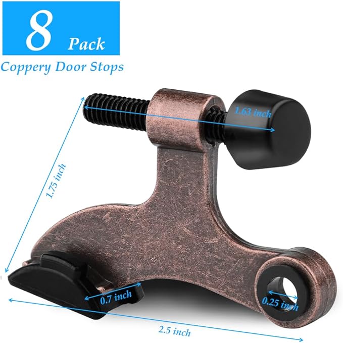 OBTANIM 8 Pack Hinge Pin Door Stopper Heavy Duty Metal Adjustable Door Stops - Image 2
