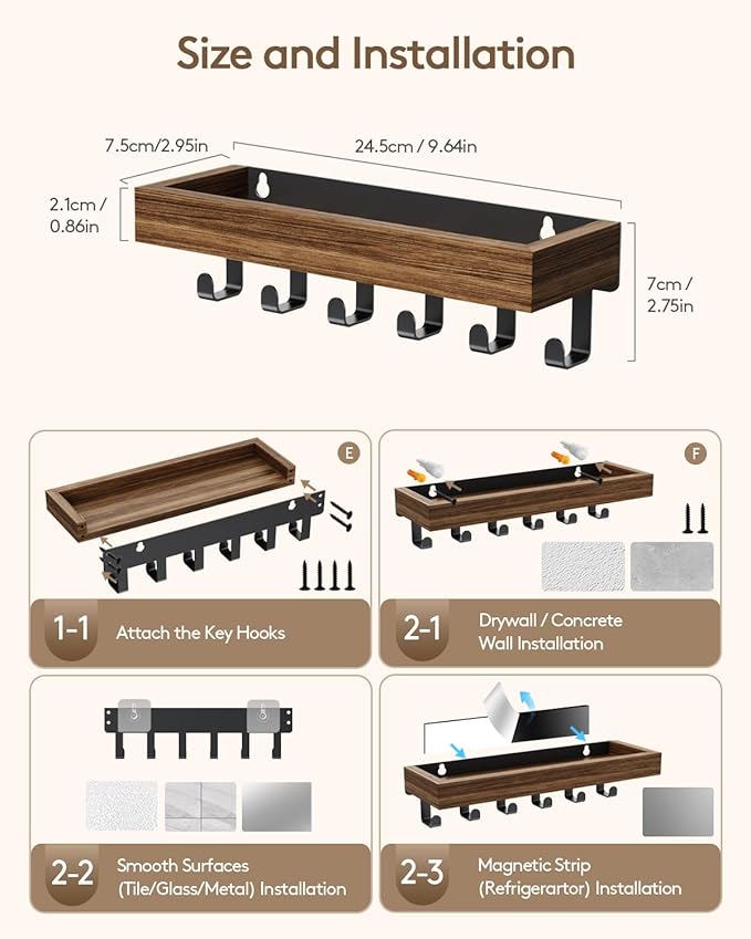 Key Holder Wall Mount Adhesive Magnetic - Image 7