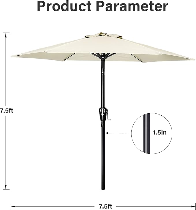 Simple Deluxe 9' Patio Umbrella Outdoor Table Market Yard Umbrella with Push Button Tilt/Crank - Image 2