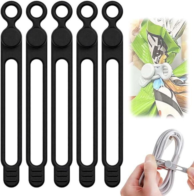 Silicone Cable Organizer Management, Reusable Cable Ties, Cord Holder Charger by MucpadKitchenGadgets