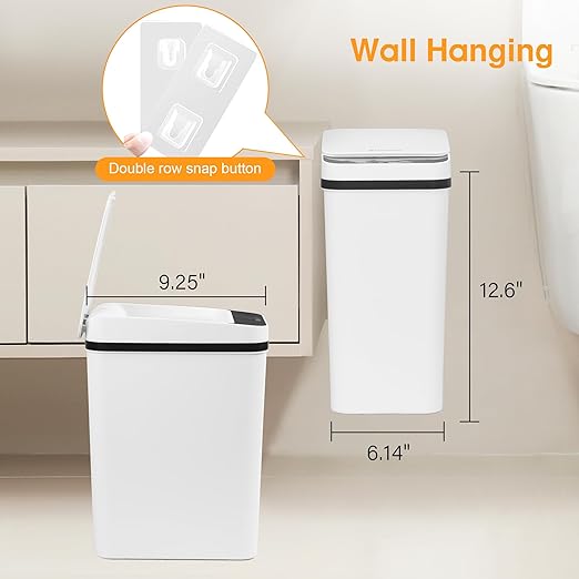 Bathroom Trash Can with Lid 2.6 Gallon Automatic Touchless Trash Cans Small - Image 2